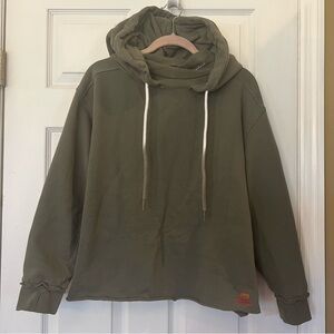 Peace Love World Hoodie Sweatshirt Oversized Sz M Green Athleisure Cowl Neck